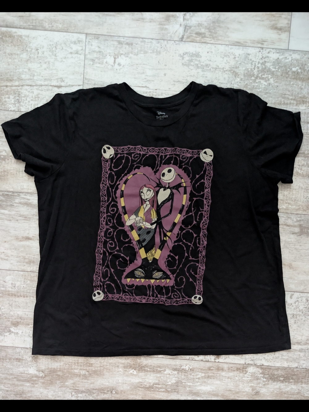 Disney Jack Skellington & Sally Heart Graphic Tee - Black, Purple, Yellow - Picture 2 of 5